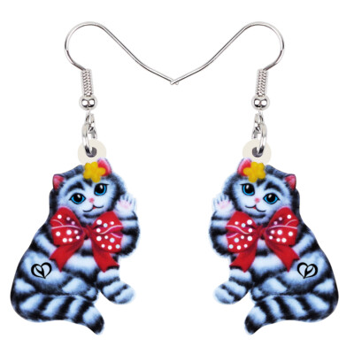 Acrylic Cute American Shorthair Cat Kitten Earrings Dangle Drop