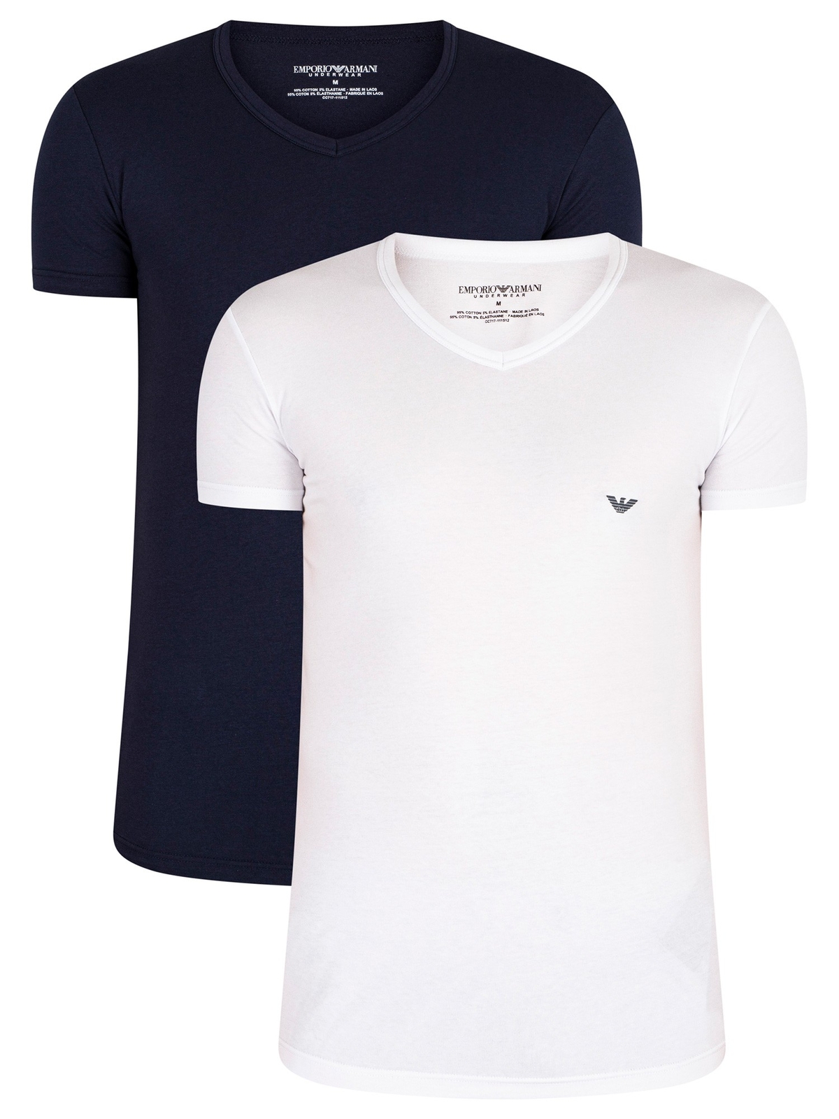 Футболка Emporio Armani Herren, 2 комплекта, с V-образным вырезом, Мехрфарбиг