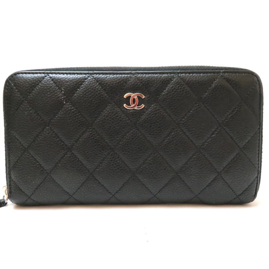 小物 CHANEL CC Mark Wallet Caviar Skin Black Chanel Authentic Matelasse Wallet Caviar Skin Black Silver