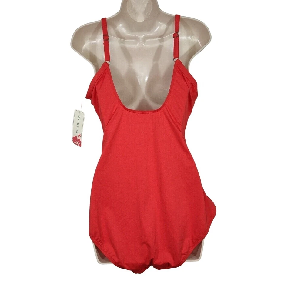 Tropical Escape Orange One Piece Swimsuit Women Size 16 Removable Padding NEW - Image 4 of 4