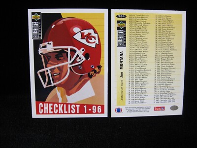 1994 Joe Montana Kansas City Chiefs ''Check List'' Upper Deck #384