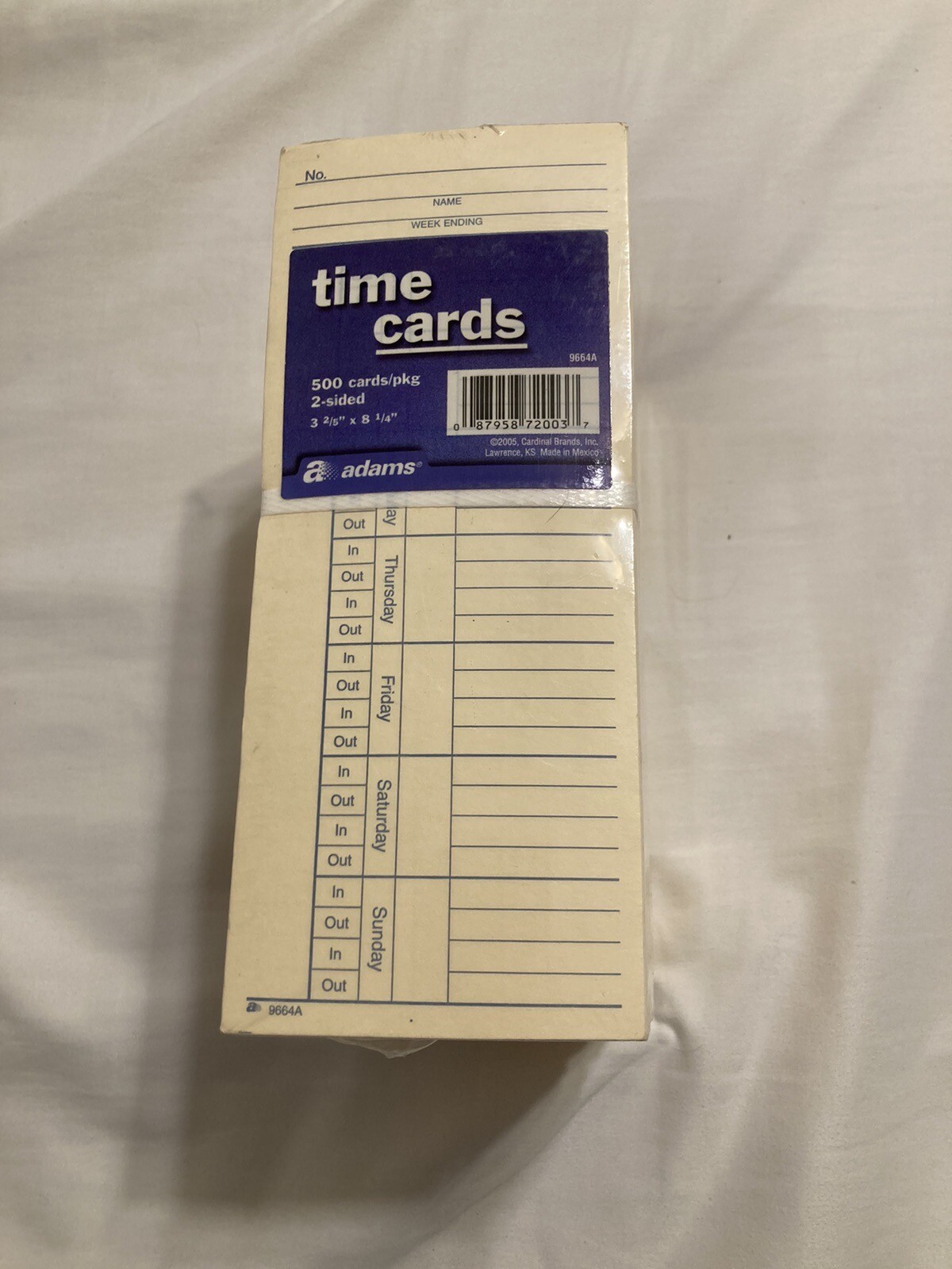 500 Ct Time Cards Punch Employee Payroll Amano clock 2 Sided Adams 9664A NEW eBay