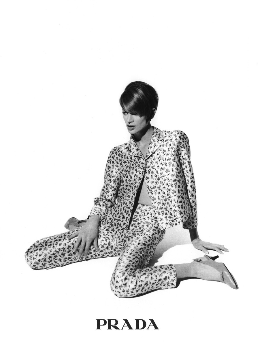 Prada Vintage Runway Archive Fall 1995 White Floral Print Prada Vintage Runway Archive Fall 1995 White Floral Print