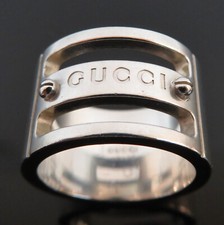 Auth GUCCI Made in Italy Sterling Silver 925 Wide Band Ring US Sz 5 / 11.1g
