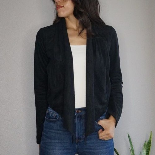 Arden B Black Suede Cropped Jacket Size 
