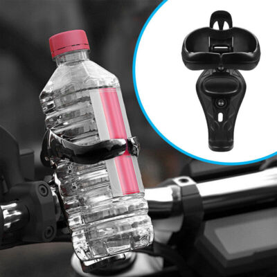 Motorcycle Beverage Water Bottle Drink Cup Holder Rack Black For 20-28mm Pipe