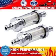 2X Universal 9748 Fuel Pump Filters 3/8 inch Inlet/Outlet Fuel Filter Clear View