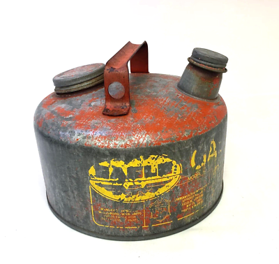 ヴィンテージイーグルセーフティー缶 Vintage Eagle Galvanized Gas Can Red Round 1 Gallon USA DISTRESSED
