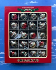 Christopher Radko Shiny Brite CHRISTMAS ORNAMENTS Set of 20! Glass, 40's Style