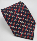 Turnbull & Asser Silk Tie Black Gray Red Geometric Men Necktie England 58 x 3.5