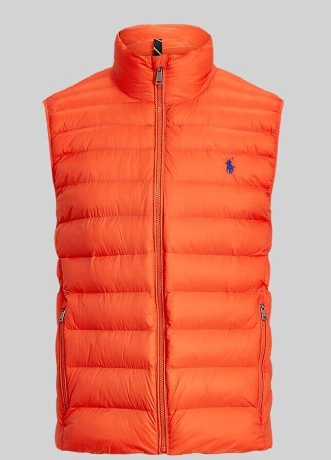Polo Ralph Lauren Men's Big and Tall Packable Orange Puffer Polo Ralph Lauren Men's Big and Tall Packable Orange Puffer