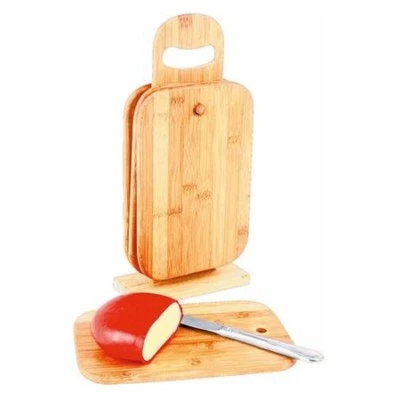 4er-Set Bambus-Frühstücksbretter + Support Planche A Découper de Cuisine en Bois - Photo 1/2