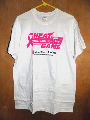 MIAMI HEAT RED, WHITE AND PINK GAME - PINK RIBBON=BREAST CANCER AWARENESS (XL)