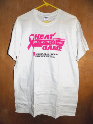 MIAMI HEAT  RED, WHITE AND PINK GAME - PINK RIBBON=BREAST CANCER AWARENESS (XL) - Picture 1 of 1