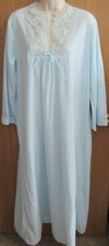 UB UNION MADE USA size L pale BLUE long granny brushed nylon night gown