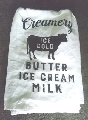 Primitives By Kathy Flour Sack Dish Towel ~ Farm Creamery Butter Ice Cream Milk 