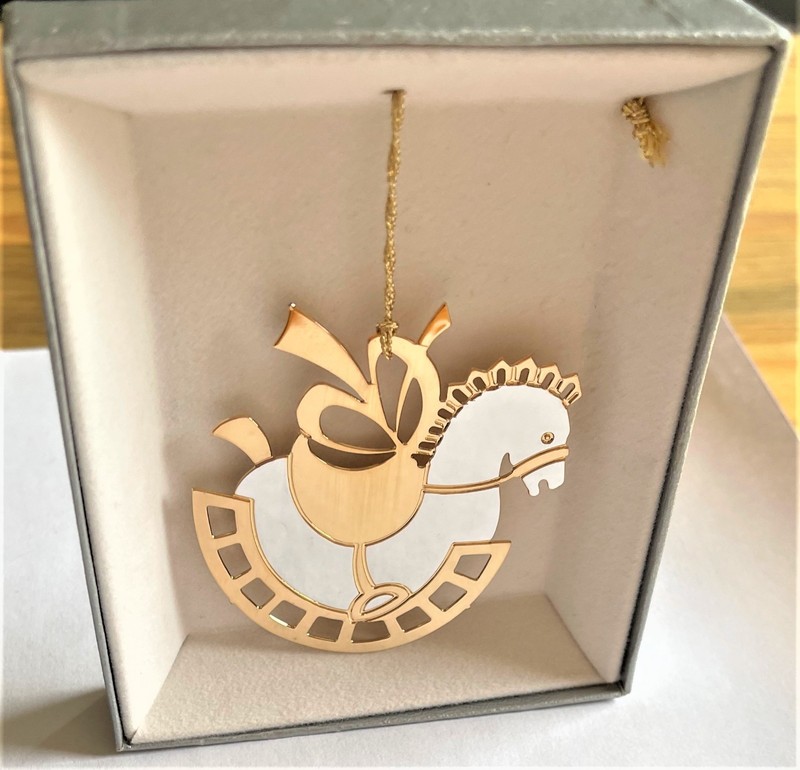 Vintage 1980's Wallace Silversmith Ornament / Gift Tag ROCKING HORSE