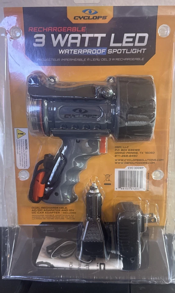 Foco LED impermeable Cyclops 3 vatios 300 lúmenes batería recargable Foto 2 de 4