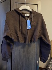 Adidas Crop Hoodie Brown Soft Teddy Material With Zipper Size 6