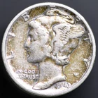 1943-P 10C Mercury Dime TONED - video - F (#8209)