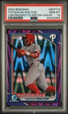 2024 Bowman Chrome Purple Raywave Refractor #BCP-113 TayShaun Walton 💎 PSA 10