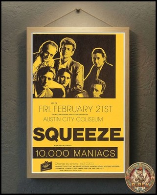 Squeeze and 10,000 Maniacs Repro Tour Poster Live - 36''x24''