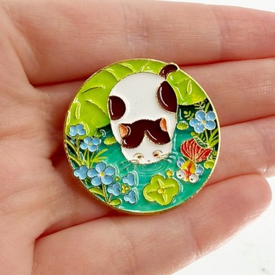 Koi Pond Cat Soft Enamel Pin Cute Kitty Goldfish Nature Lapel Badge Gift