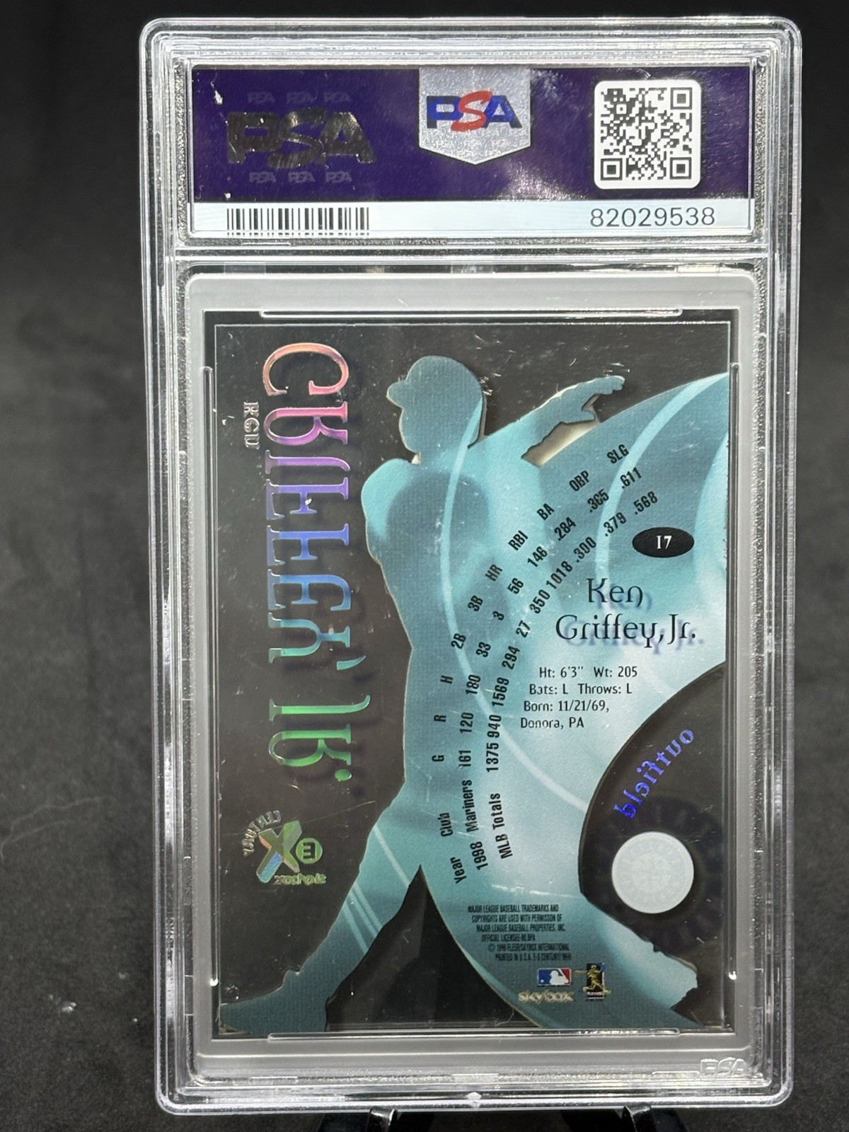 1999 SkyBox E-X Century Ken Griffey Jr Acetate #17 PSA 9 HOF only 1 PSA 10 view 2