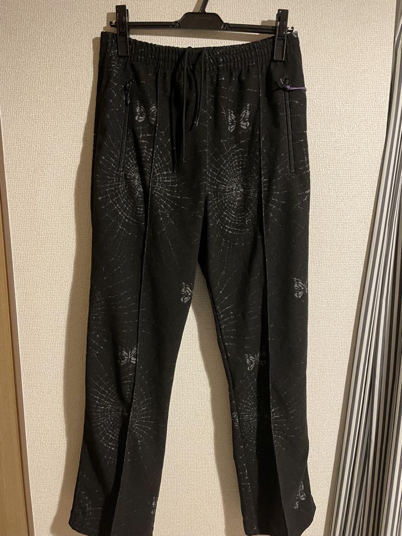 Needles Jacquard Pattern Track Pants Spider Web Butterfly S Relaxed Fit Black