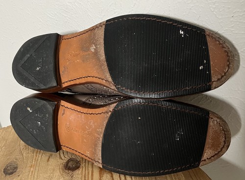 Scarpe eleganti Allen Edmonds Neumok 2.0 a coda di rondine in pelle taglia 8 D grigio/oliva made in USA - Foto 8 di 10