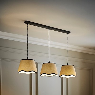 Dutton Jakobsmuschelschirm 3-fach Drop Bar matt schwarz Pendelleuchte Deckenleuchte Lounge LED