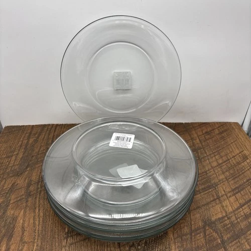 7 NWT Anchor Hocking Presence Clear Glass 10" Dinner Plate