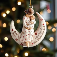 Personalized Mother Baby Moon Ornament I Love You To The Moon And Back Gift