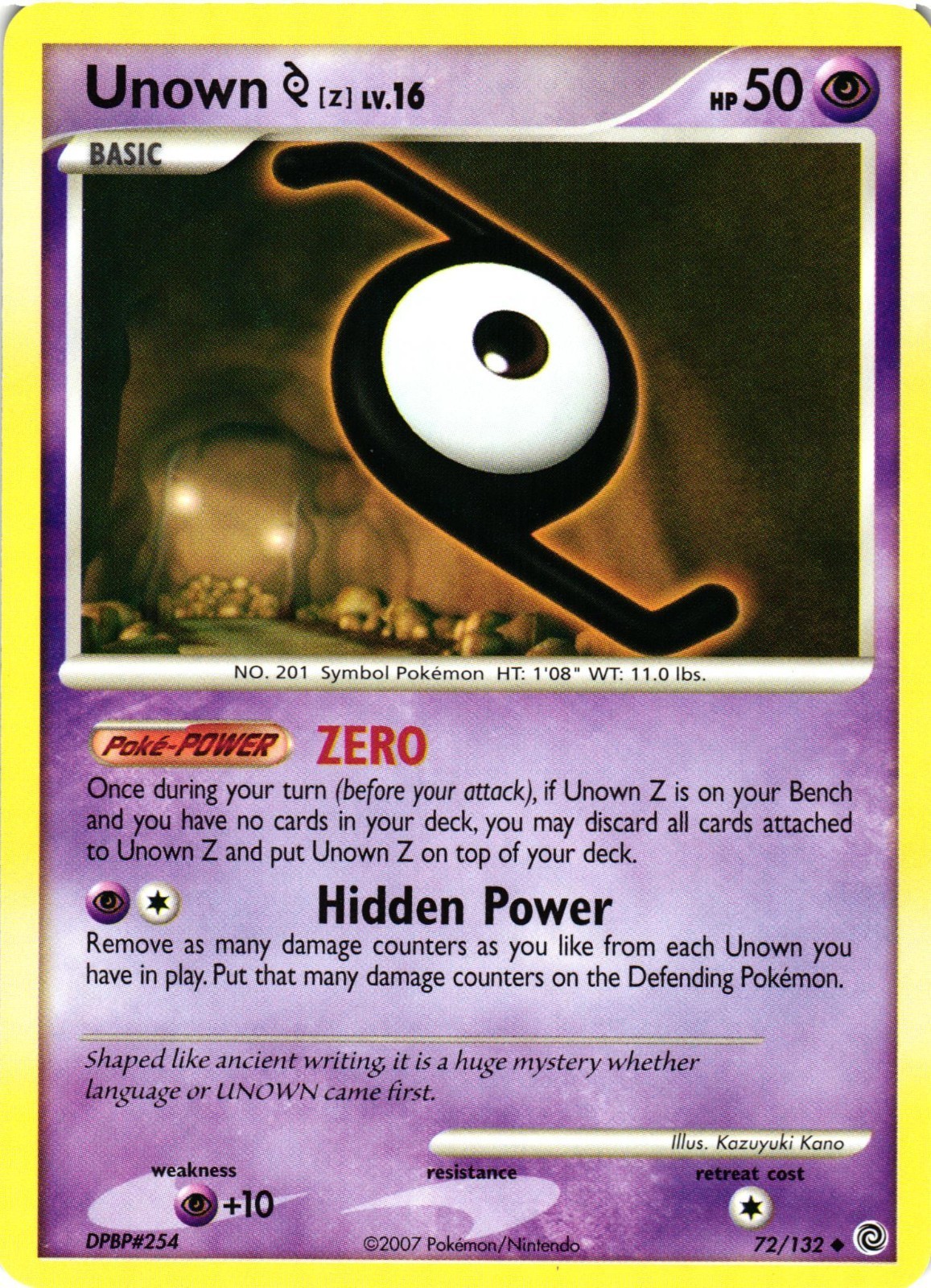 Pokemon TCG Unown [Z] 72/132 Secret Wonders Uncommon VLP