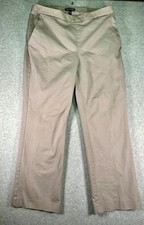 Eileen Fisher Ankle Pants Womens 6 Beige Flat Front Straight Leg Side Closure
