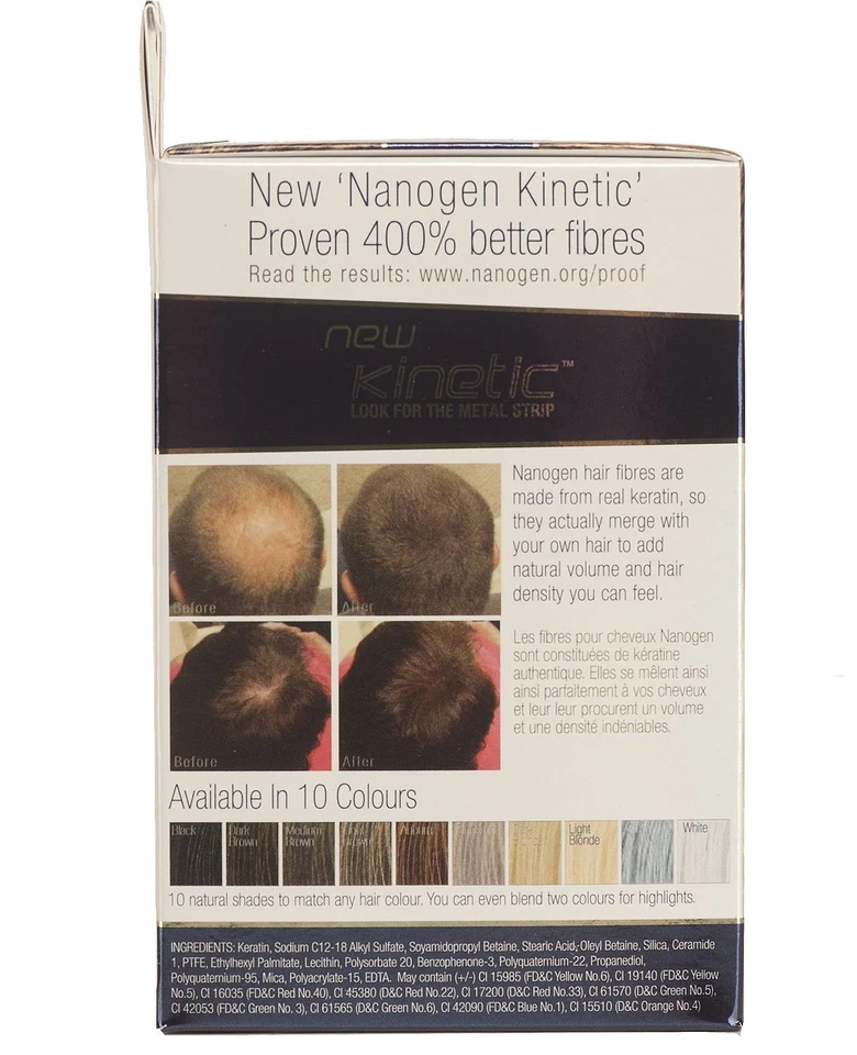 Наногенные уплотняющие волокна для волос темно-коричневые 15 г | мгновенный вид более полных волос - Изображение 3 из 4