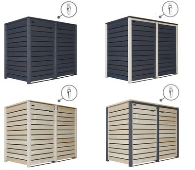 Mülltonnenbox Mülltonnenverkleidung aus Holz bis 240 Liter Mod. Hamburg