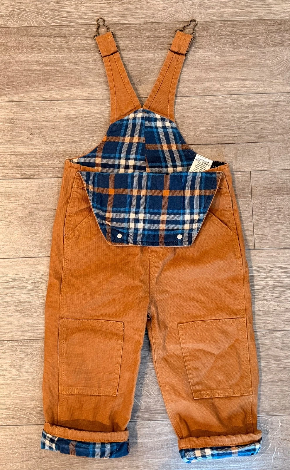 Carhartt Overalls Bibs Pants Kid Boys 2T Brown Duck Canvas Insulated Double Knee