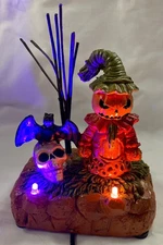 PUMPKIN GHOUL & SKULL Lighted FG Square PUMPKIN HOLLOW 2025 NEW w/Tag #280-9310