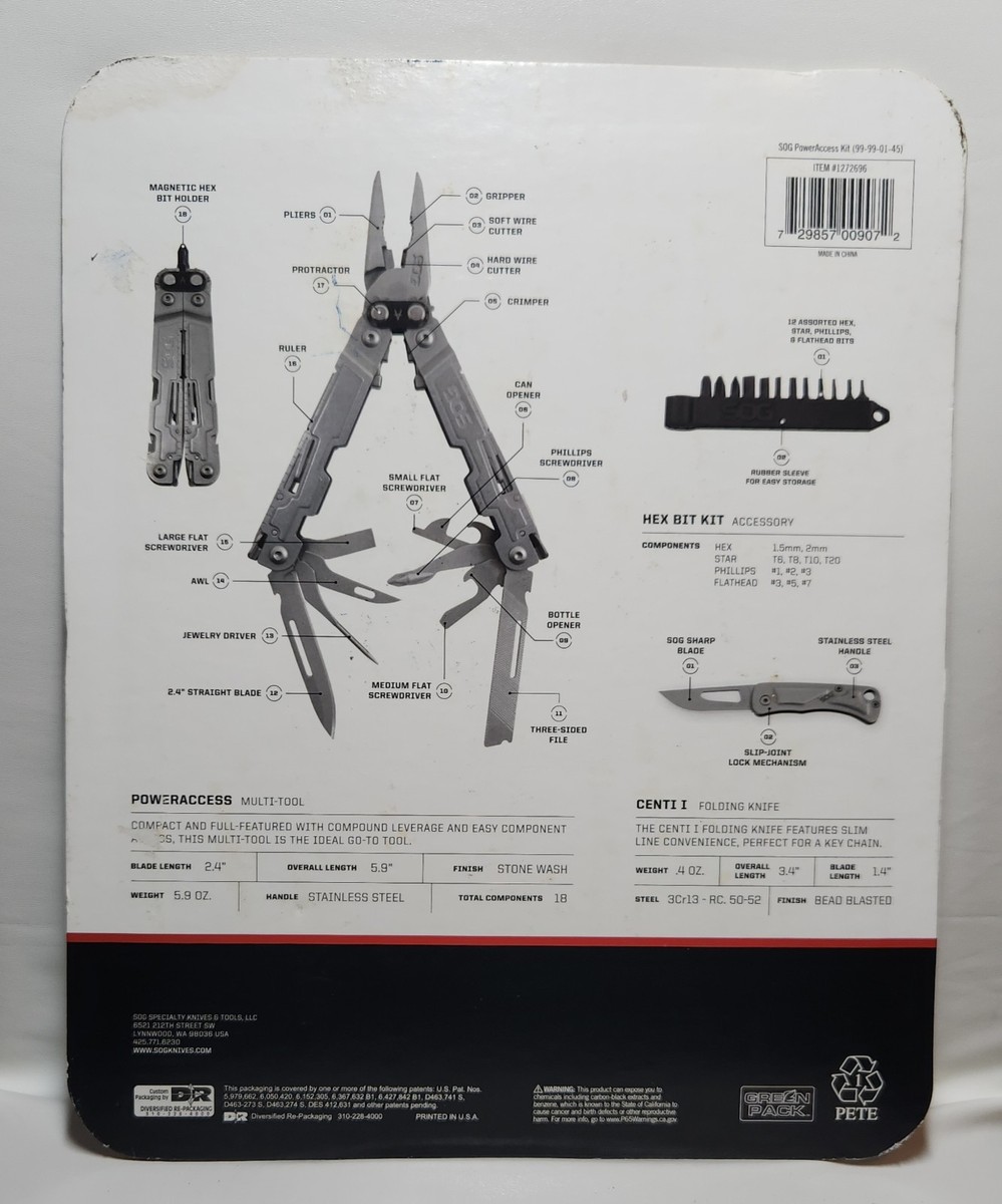 SOG 18 PowerAccess Multi-Tool Bonus Kit with 13 Hex Bit Sheath and