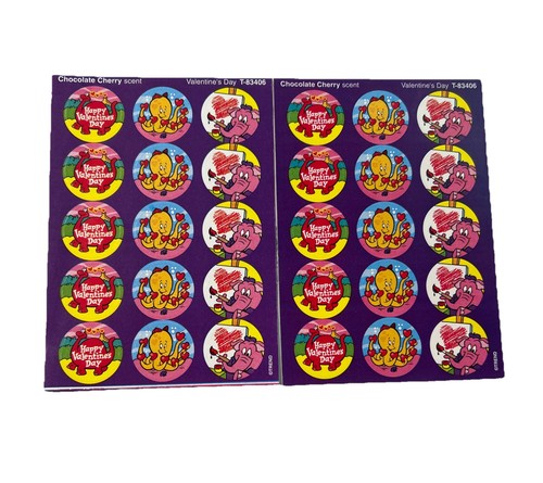Vintage Scratch N Sniff Trend Chocolate Cherry Valentines Day Stickers