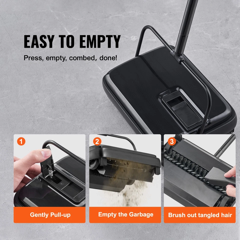 Uimoso Carpet Sweeper Floor Sweeper Manual 7.87 in Sweeping Paths Non Electric - Image 4 of 4