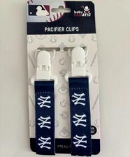 New York Yankee Pacifier Clips Baby Fanatic- 2 Pack