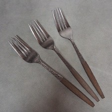 Interpur INR2 Dinner Forks 3 Stainless Steel Brown Synthetic Handle 8"