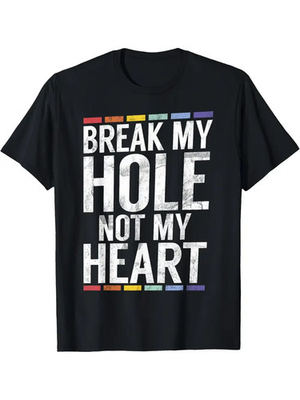 #ad Break my Hole not my Heart funny Gay Men#x27;s T shirt personality print pattern ca $9.99