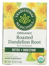 Traditional Medicinals Organic Roasted Dandelion Root Herbal Tea Bags 16 Count