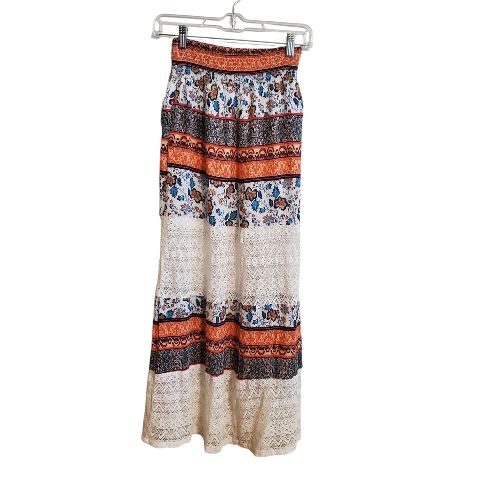 Maxi Falda Boho Festival Hippie Floral Encaje Largo Vanity XS Foto 2 de 4