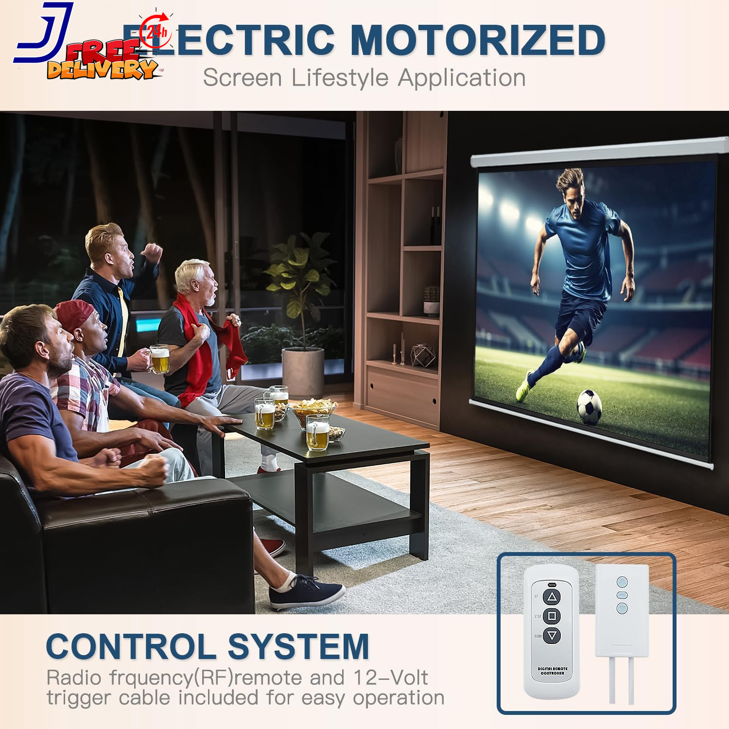 150" Projector Screen Motorized 16:9 4K HD Pull Down 150 INCH 16:9 US ONLY