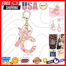 Fashion Alphabet Initial Letter Keychain Tassel Butterfly Pendant Key Ring fo...