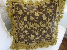 Gorgeous Aubusson style OLD WORLD Gold Brown Needlepoint Pillow Cover NWOT